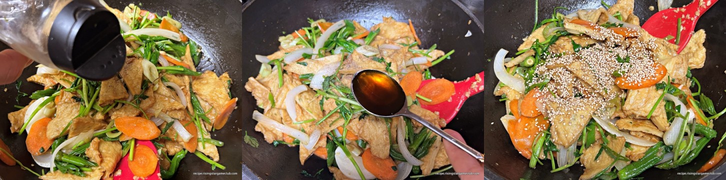 꽈리고추 어묵(오뎅)볶음이 거의 완성 되었을 때 양념(후추, 참기름, 통깨) 넣는 사진