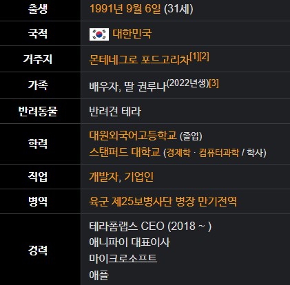 권도형 루나 테라 프로필