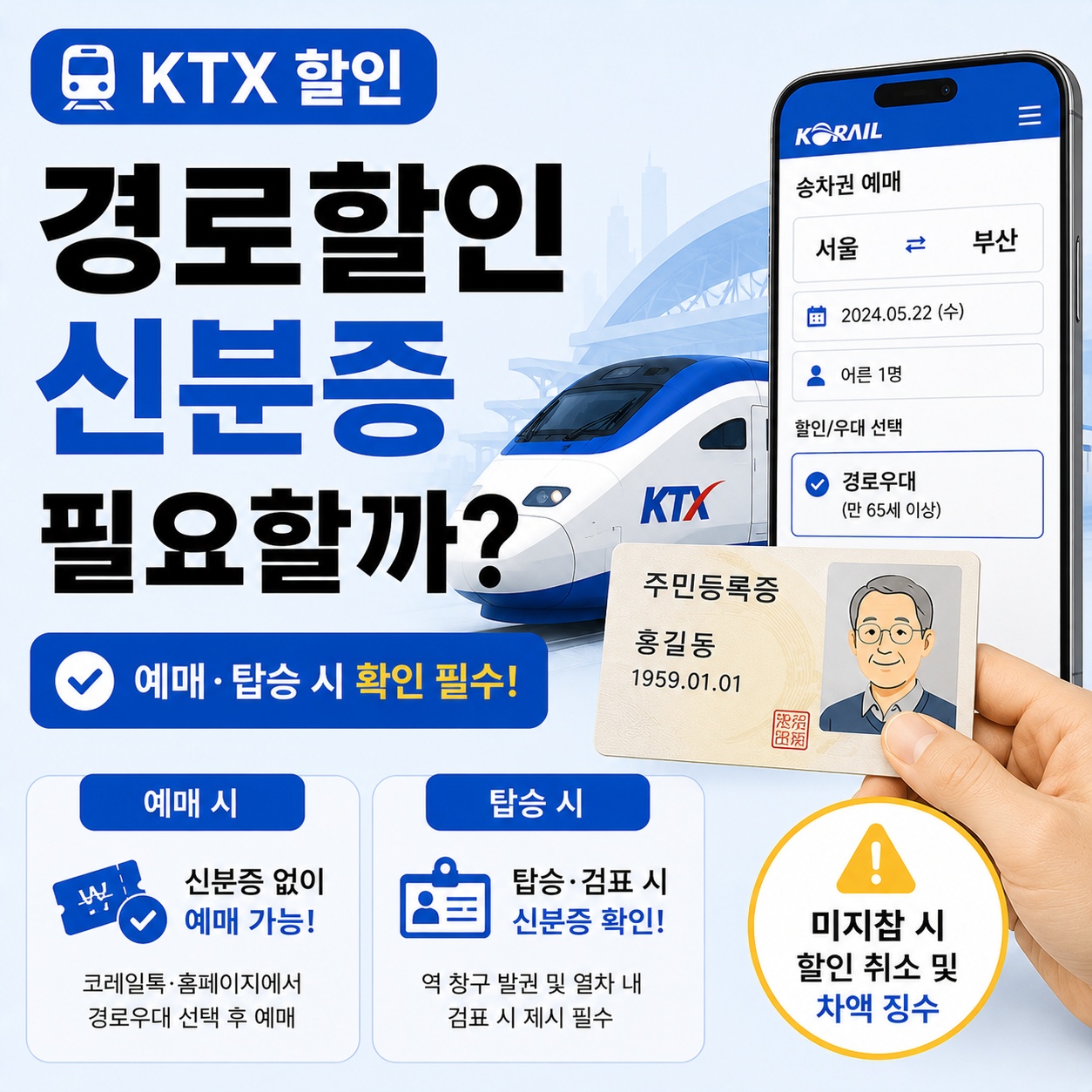 TX 경로우대 할인과 신분증 확인 안내 이미지
