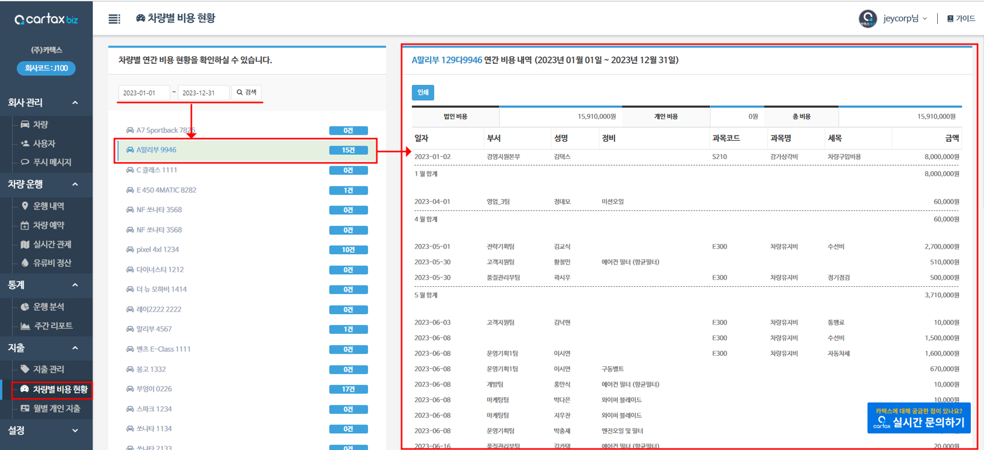 법인차량비용처리지원