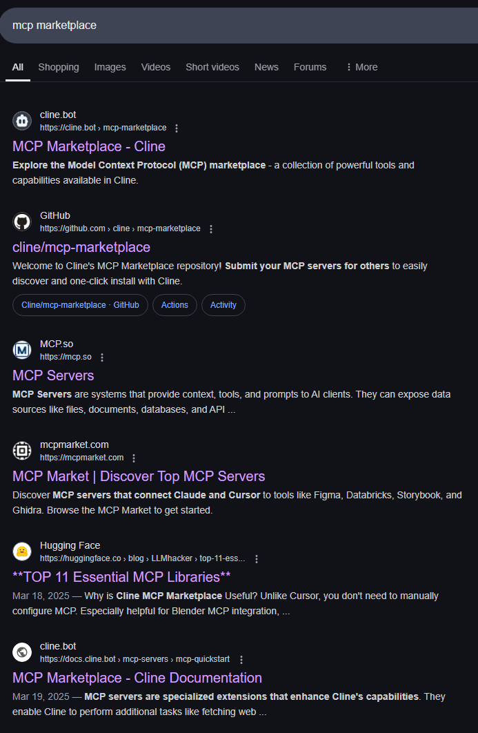 mcp marketplace 검색 결과