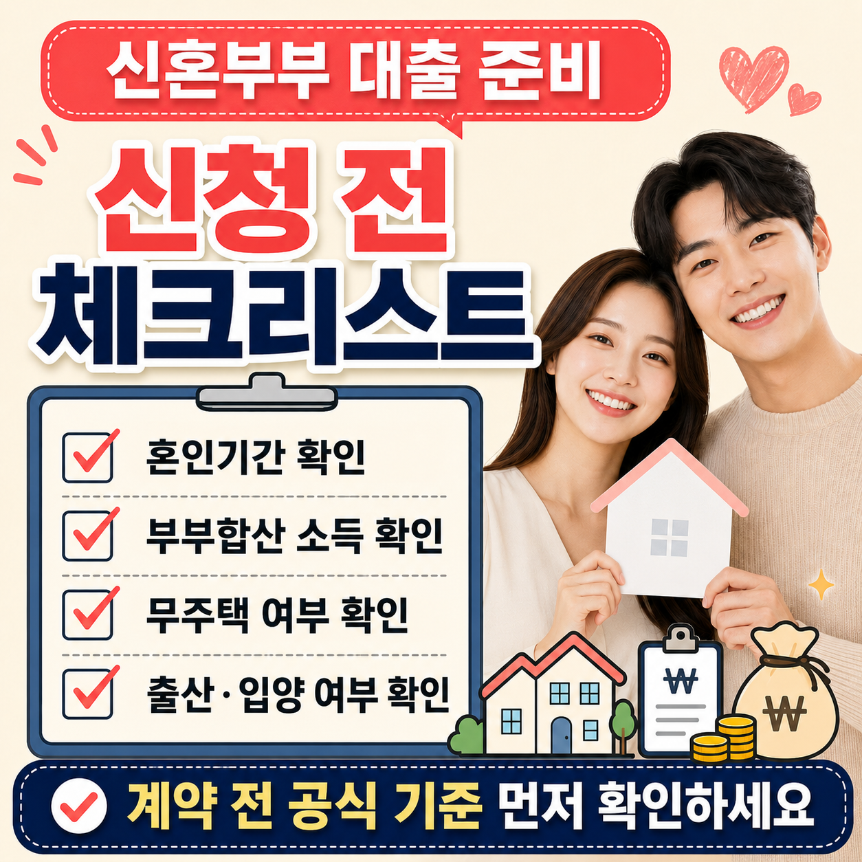 신혼부부 대출 신청 전 체크리스트 이미지