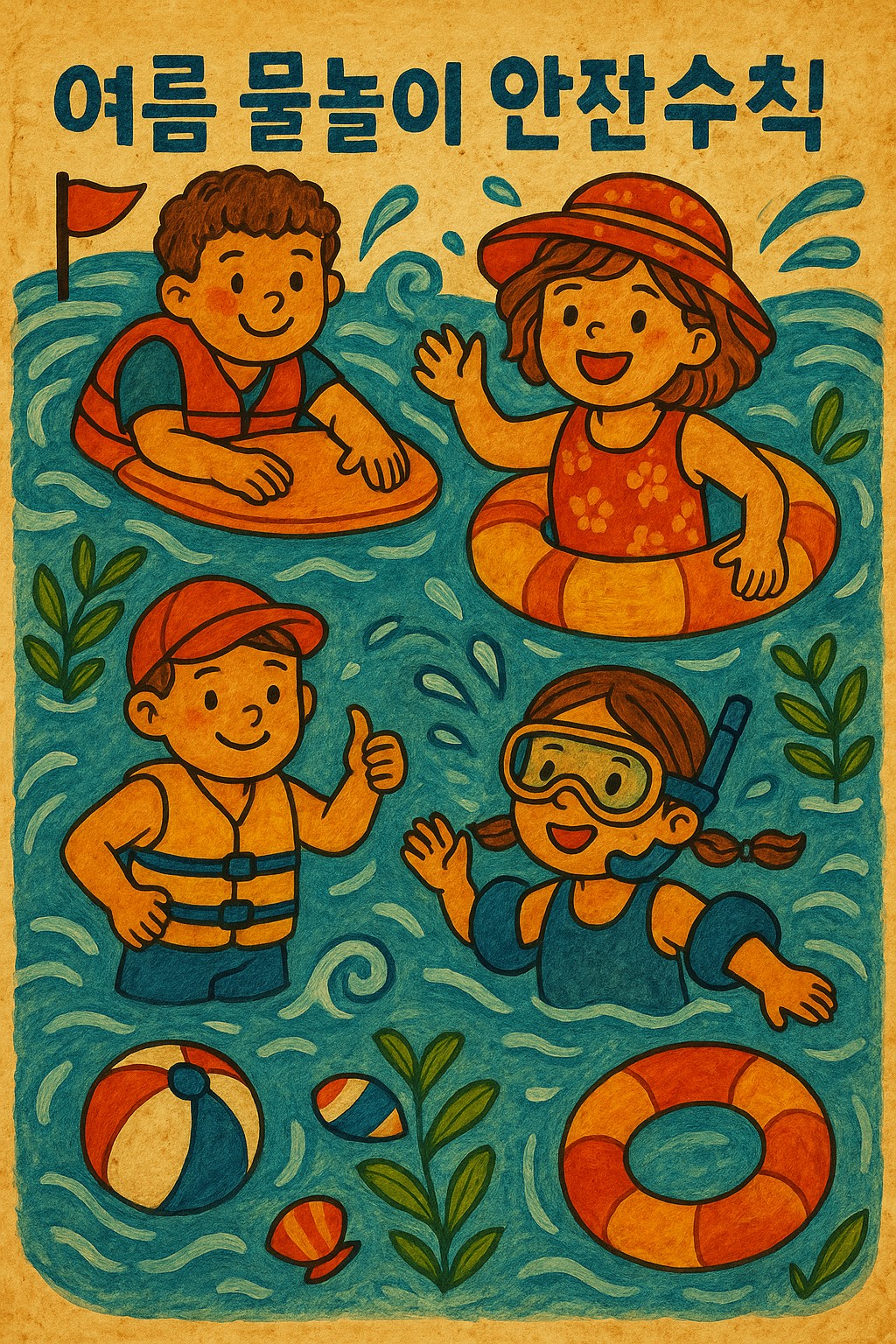 여름 물놀이 안전수칙!
아이들이 즐겁게 물놀이 하고 있다.