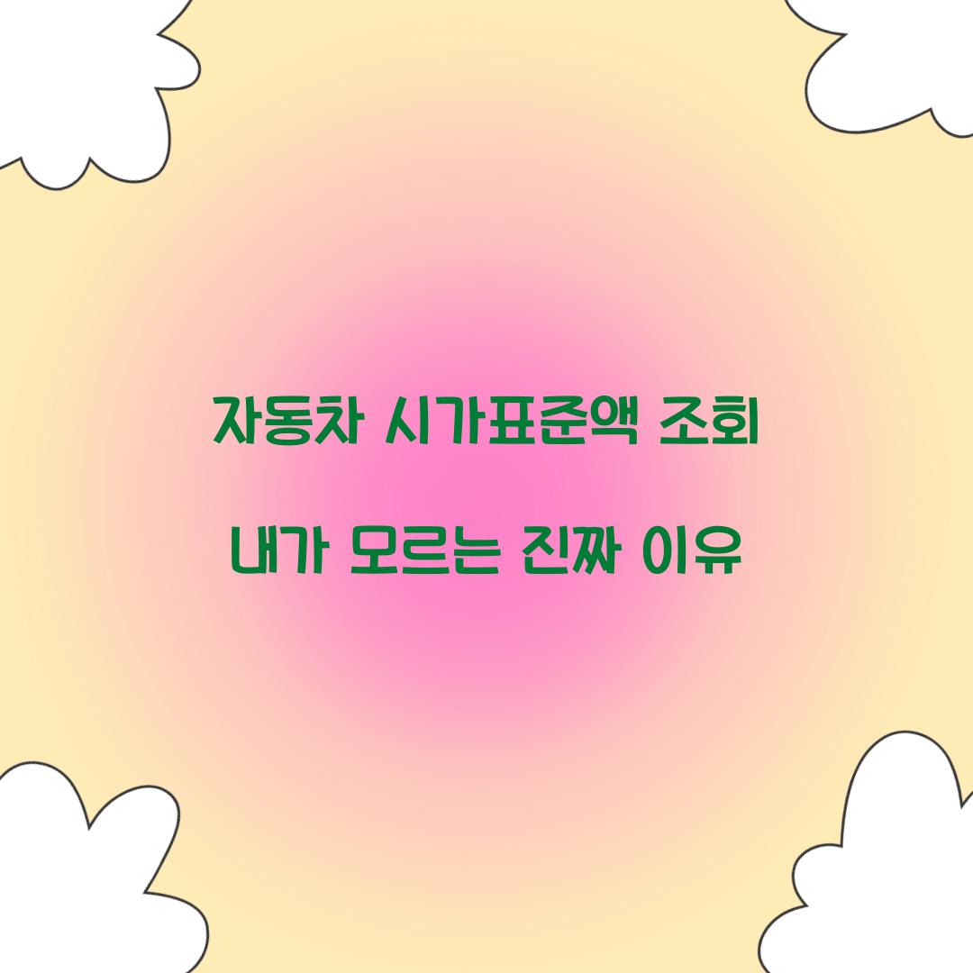 자동차 시가표준액 조회 내가 모르는 진짜 이유