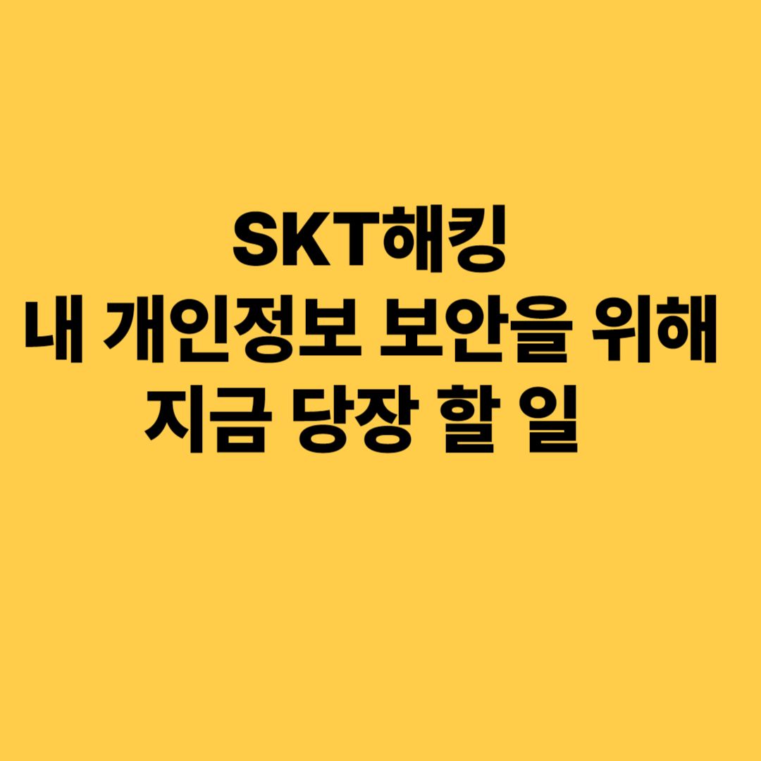 SKT해킹 - 개인정보 유출시 가장 먼저 할 일