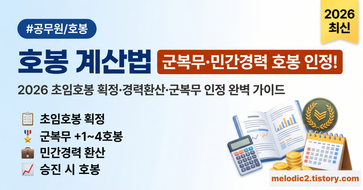 2026 공무원 호봉 계산법 초임호봉 획정 경력환산 군복무 인정 총정리