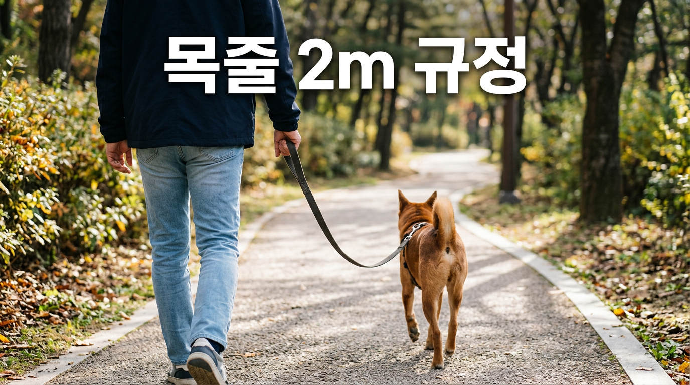 반려견 목줄 2m 규정을 보여주는 산책 사진
