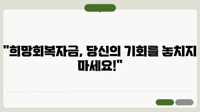 희망회복자금 신청 후 주의 사항