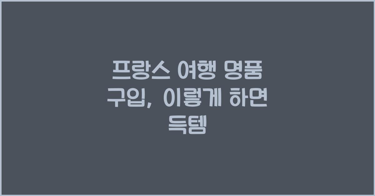 프랑스 여행 명품 구입