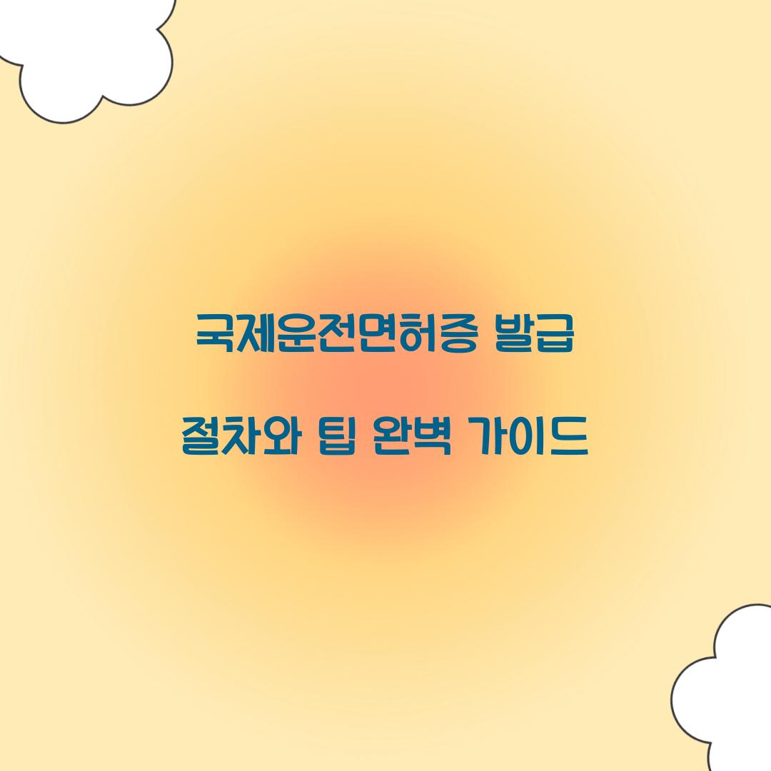 국제운전면허증 발급 절차