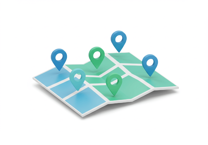 GPS 기반 가맹점 검색을 나타내는 지도 네비게이션 아이콘