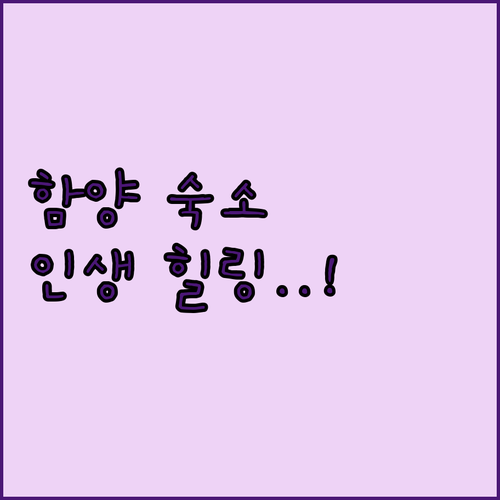 함양 숙박 시설 5곳 비교 분석 지리..