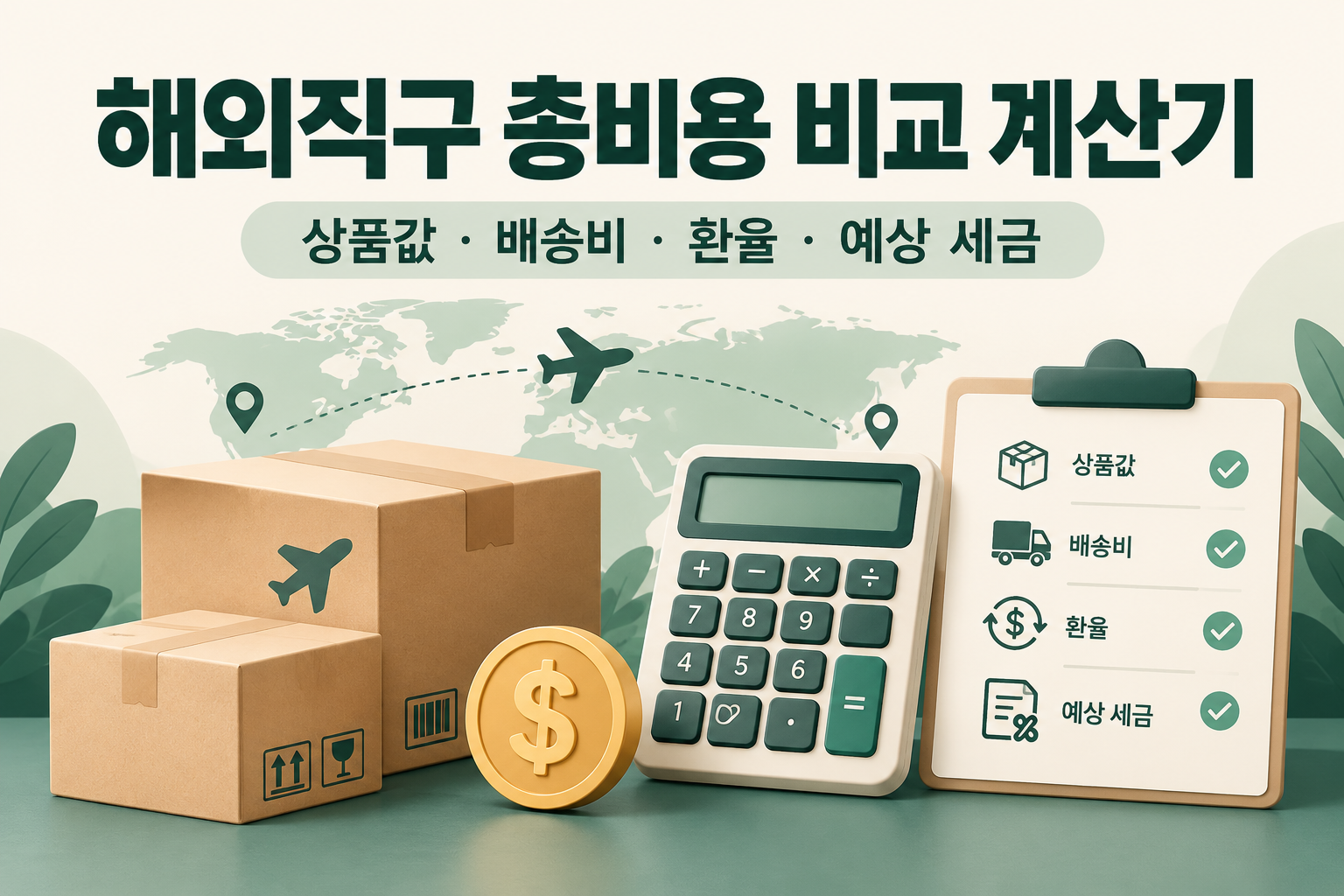 해외직구 총비용 비교 계산기 - 상품값&middot;배송비&middot;예상 세금까지 한 번에