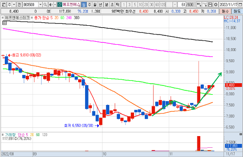 에프엔에스테크 일 차트