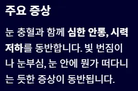결막염과 헷갈리기 쉬운 안질환 - 포도막염 주요증상