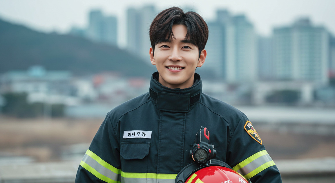 남성 소방관 이미지