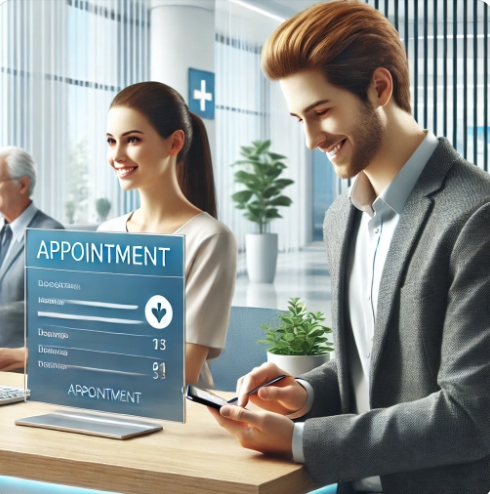 건강검진 신청하는 표현한 이미지