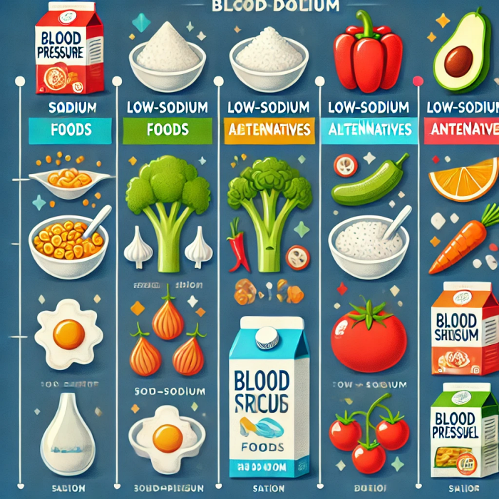 나트륨 함량이 높은 음식과 낮은 음식의 비교표 이미지