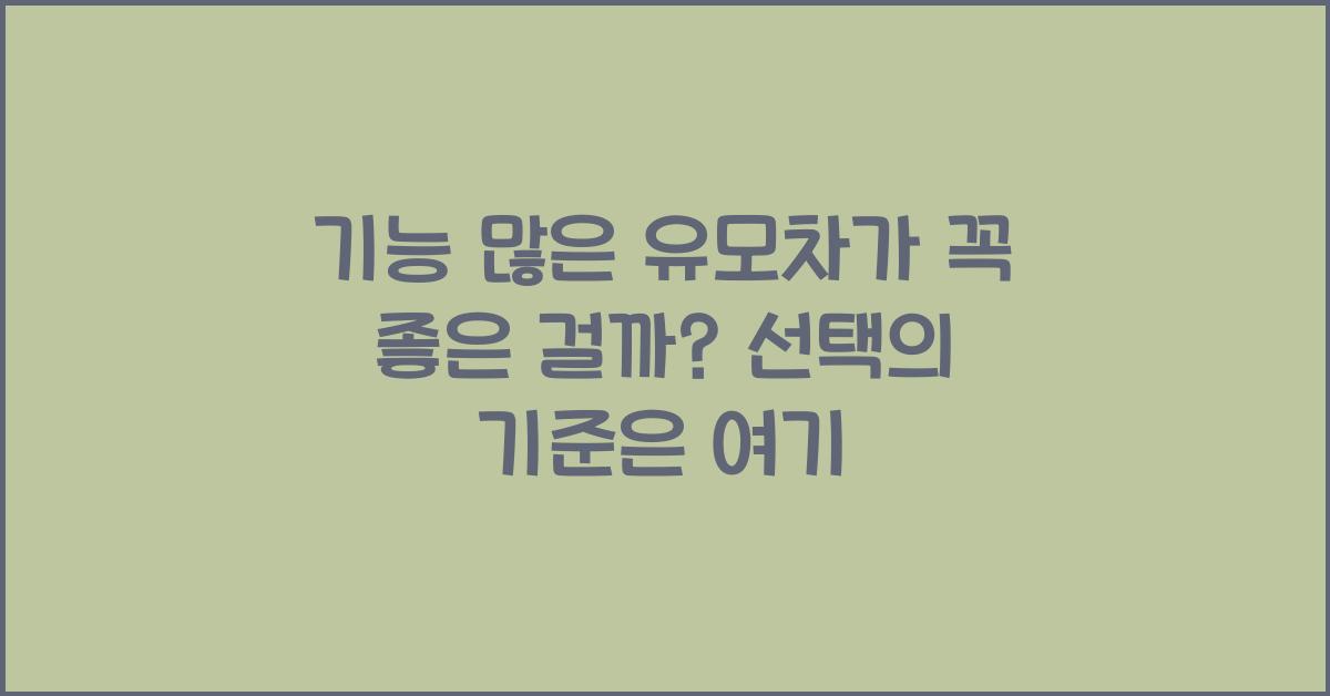 기능 많은 유모차가 꼭 좋은 걸까?