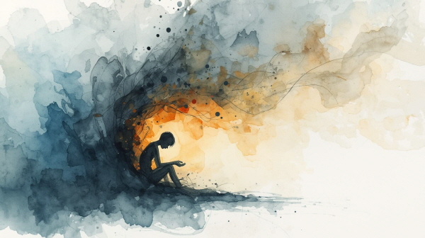 ISFP의 강박은 말하지 않은 감정, 표현하지 못한 진심이 안에서 얽혀 만들어진 결과입니다. 회복은 감정을 억제하는 것이 아니라, 감정이 있어도 괜찮고, 드러내도 괜찮다는 경험을 통해 일어납니다에 관한 그림