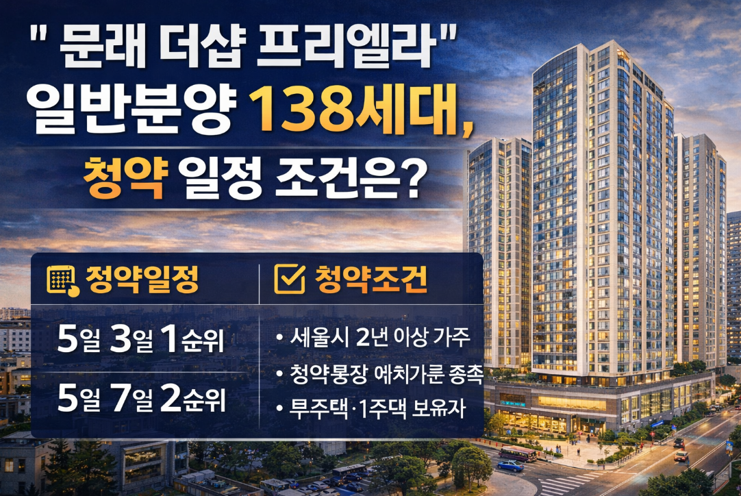 문래 더샵 프리엘라 일반분양 138세대 청약 조건 완벽 정리