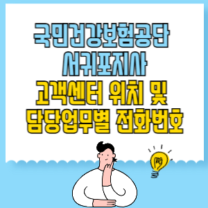 국민건강보험공단 서귀포지사 고객센터 위치 및 담당업무별 전화번호