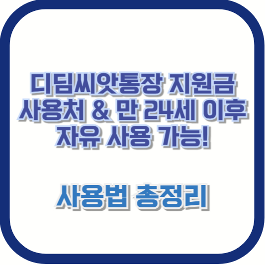 디딤씨앗통장 지원금 사용처 &amp; 만 24세 이후 자유 사용 가능! 사용법 총정리