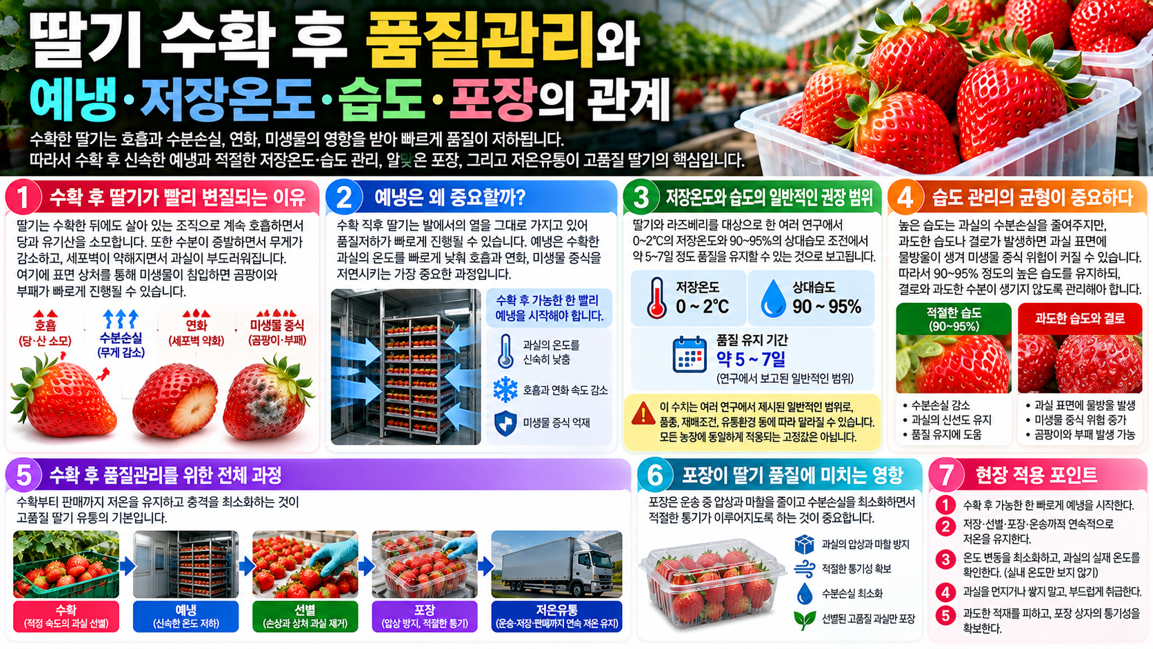 딸기 수확 후 품질관리와 예냉&middot;저장온도&middot;습도&middot;포장의 관계
