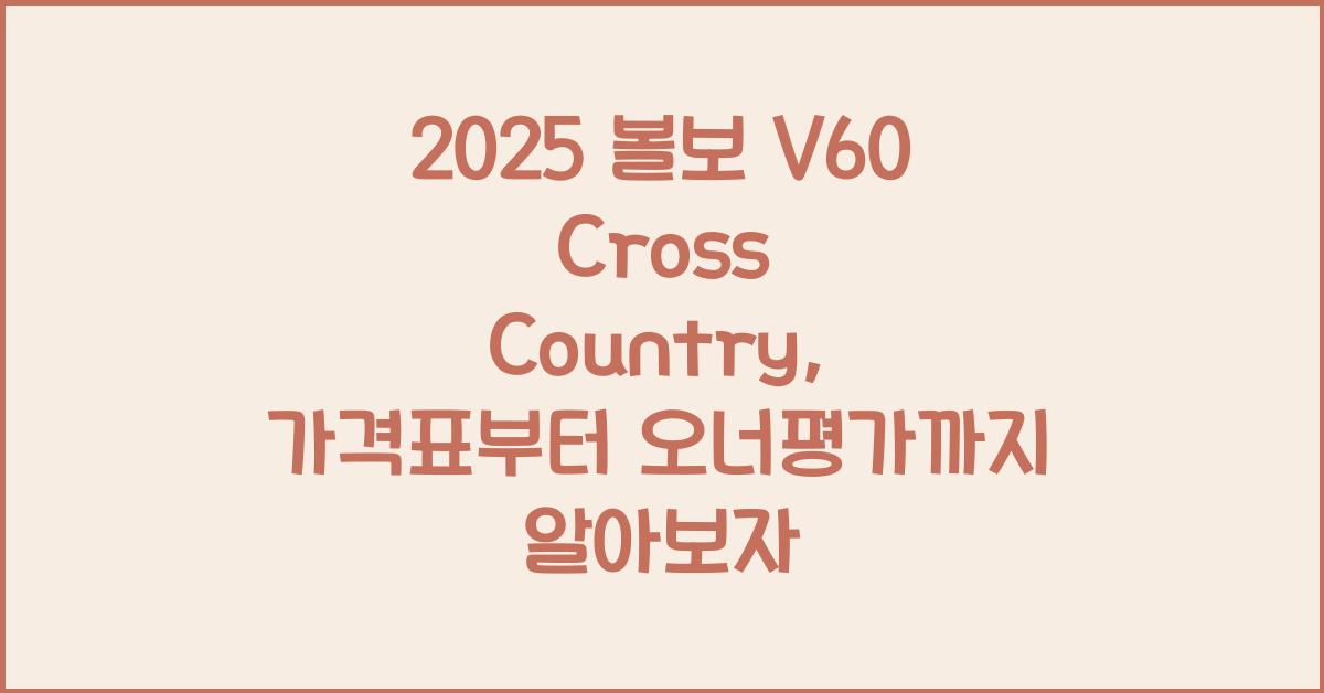 2025 볼보 V60 Cross Country 가격표 제원 연비 장단점 유지비 오너평가