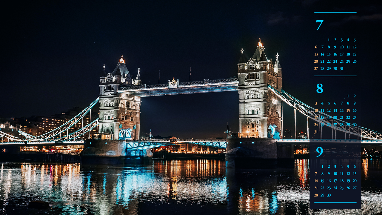 08 런던 타워브리지 B - 2025년8월 노트북배경화면