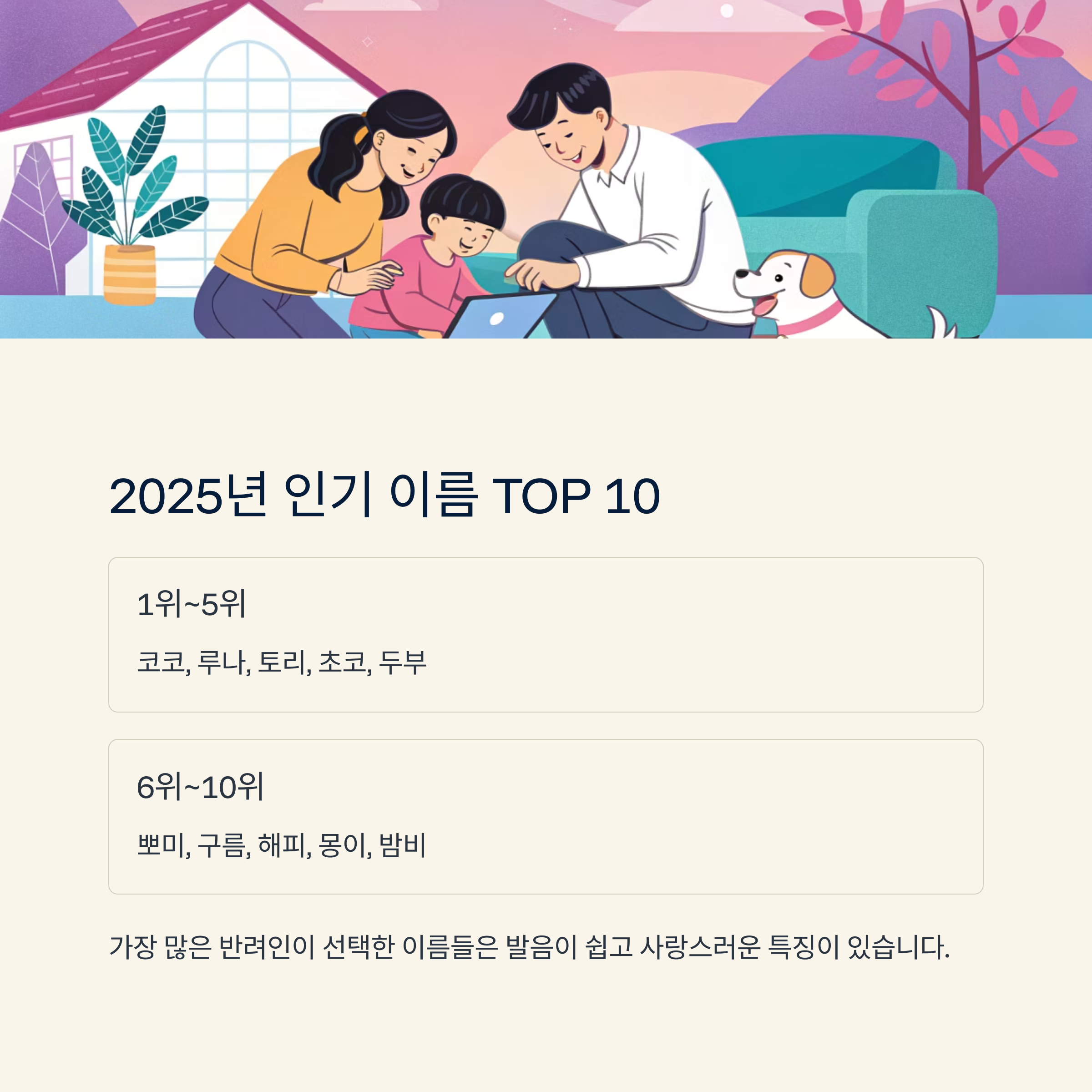 2025년 인기 이름 top 10