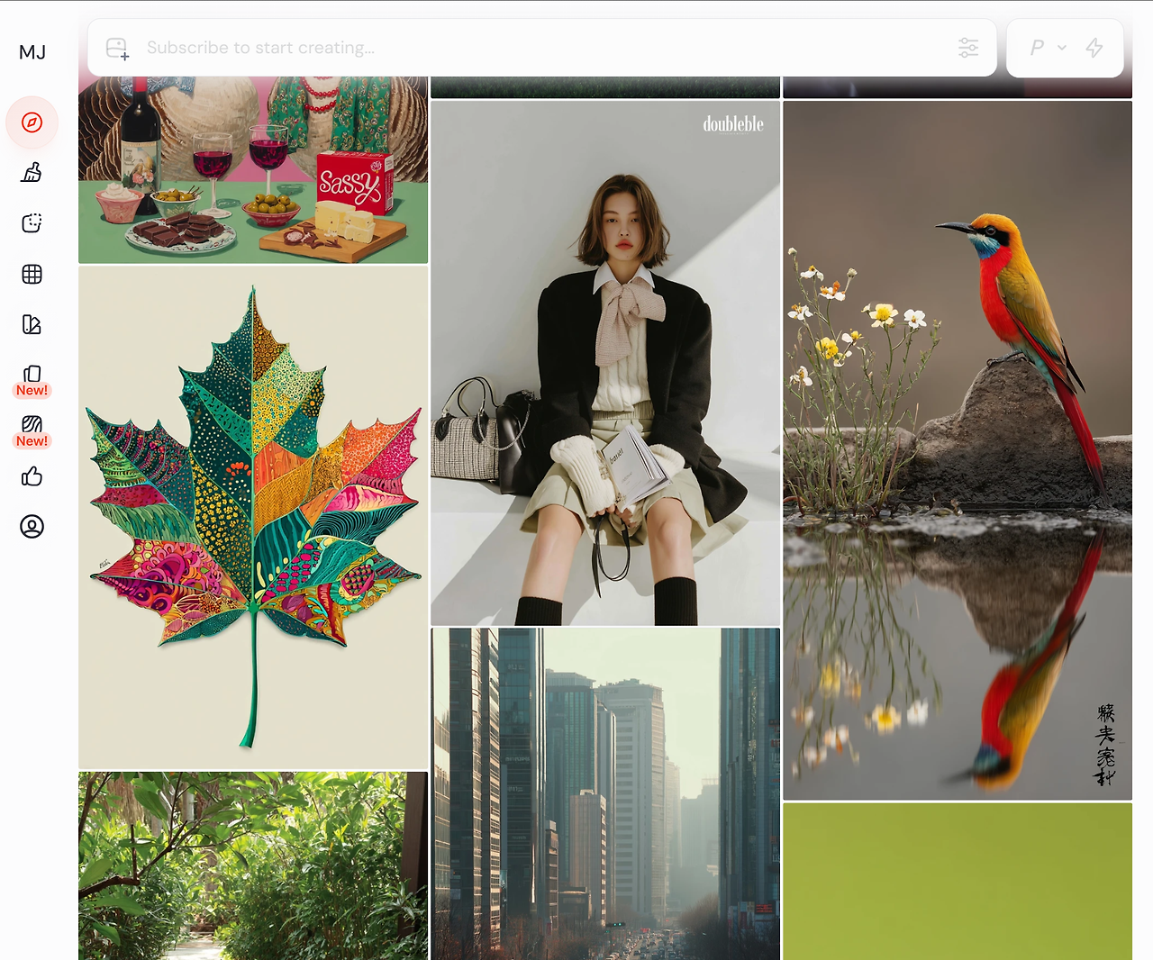 The homepage of the AI image generator, Midjourney