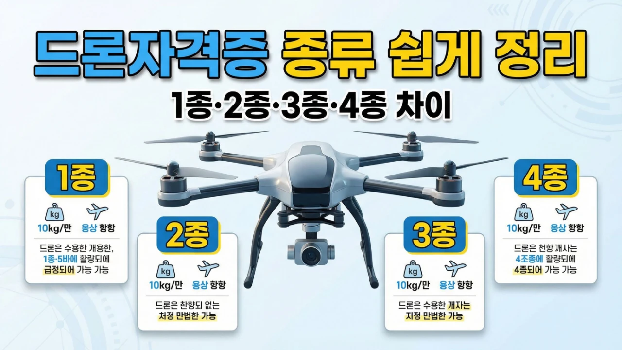 드론자격증 종류와 1종 2종 3종 4종 차이를 정리한 대표이미지