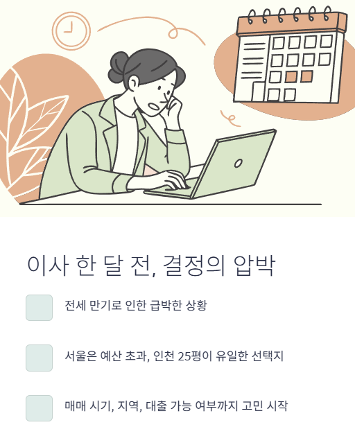 이사 한 달 전 결정의 압박