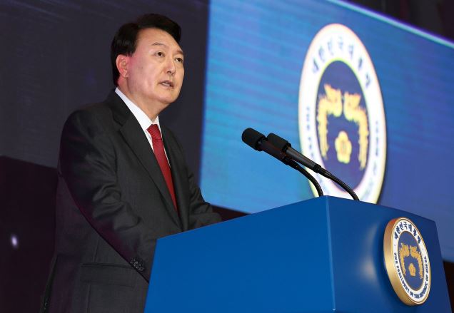 한국자유총연맹에서 발언하는 윤석열 대통령