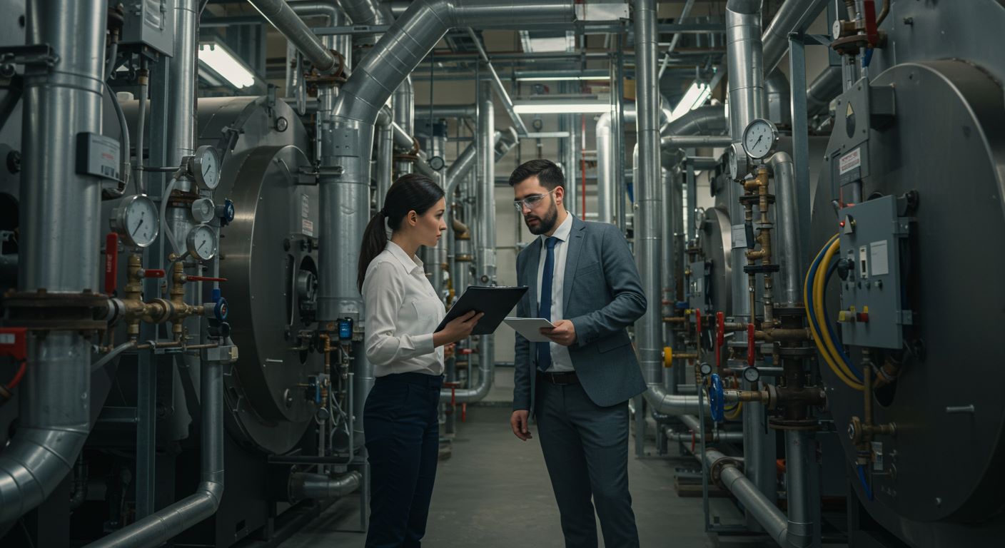 난방설비를 점검하는 직원 사진