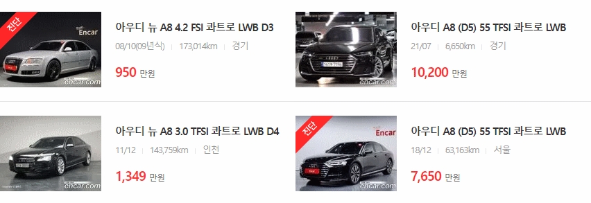 아우디 A8 중고차 시세