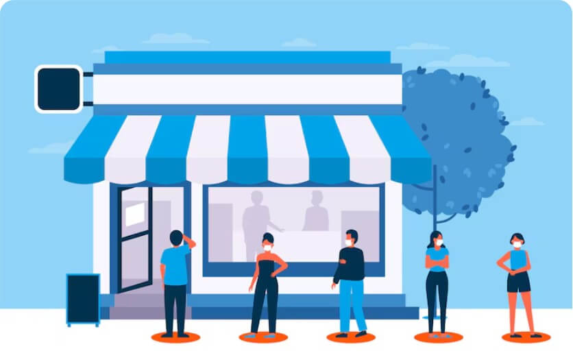 소상공인 가게 앞에서 줄 서 있는 손님들