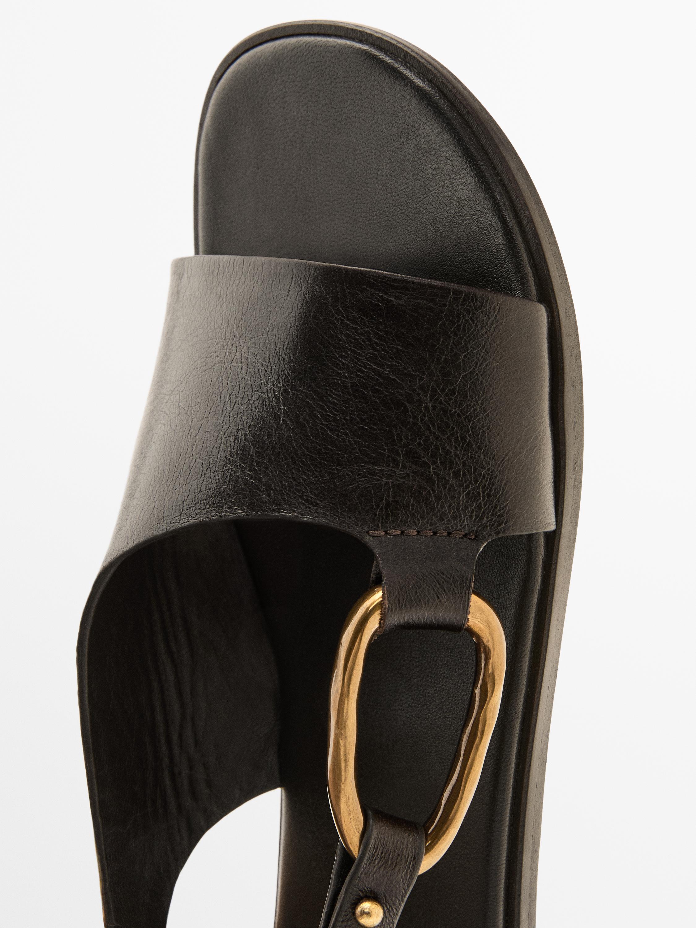 마시모두띠 링 디테일 레더 샌들