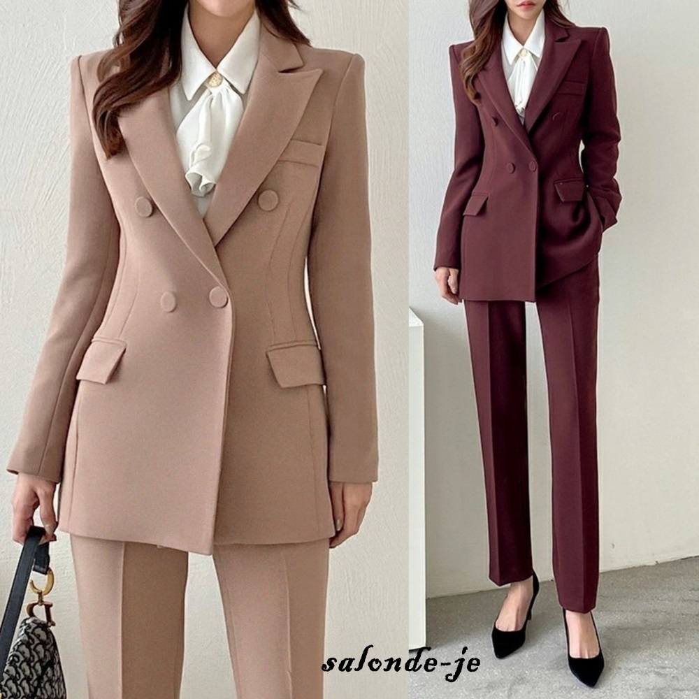 여자세미정장 더블 투피스 여자셋업 겨울 여성정장 세트