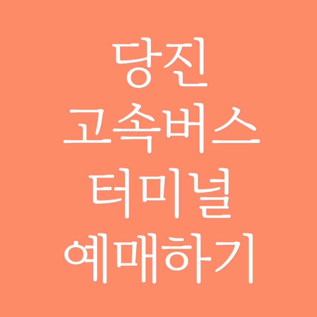 당진 고속버스터미널 시간표 조회 및 예매하기