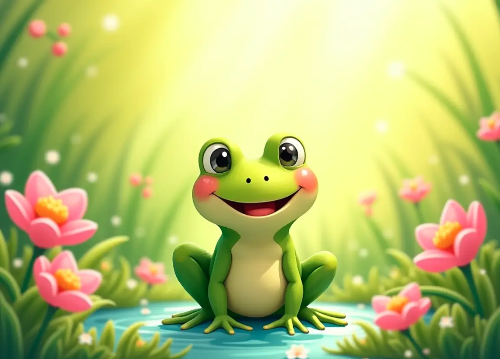 개구리-꽃-연못