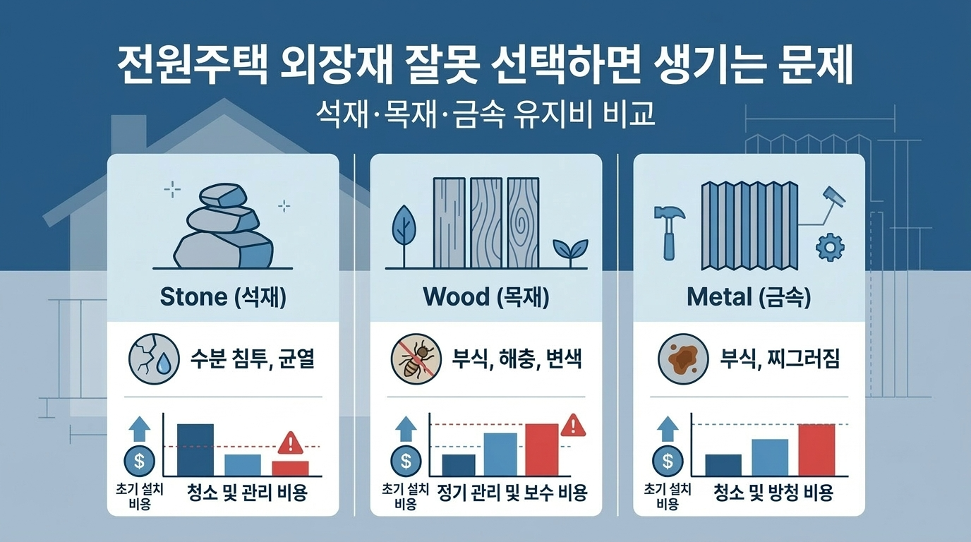 전원주택 외장재 선택의 중요성 설명