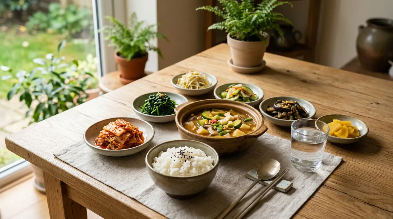 저염식과 수분 섭취를 실천하는 집밥 식탁 장면