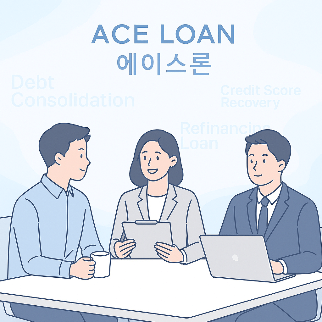 <img src="ace-loan_consulting_scene.png" alt="에이스론 채무통합 대출 상담을 받고 있는 직장인과 컨설턴트 이미지">