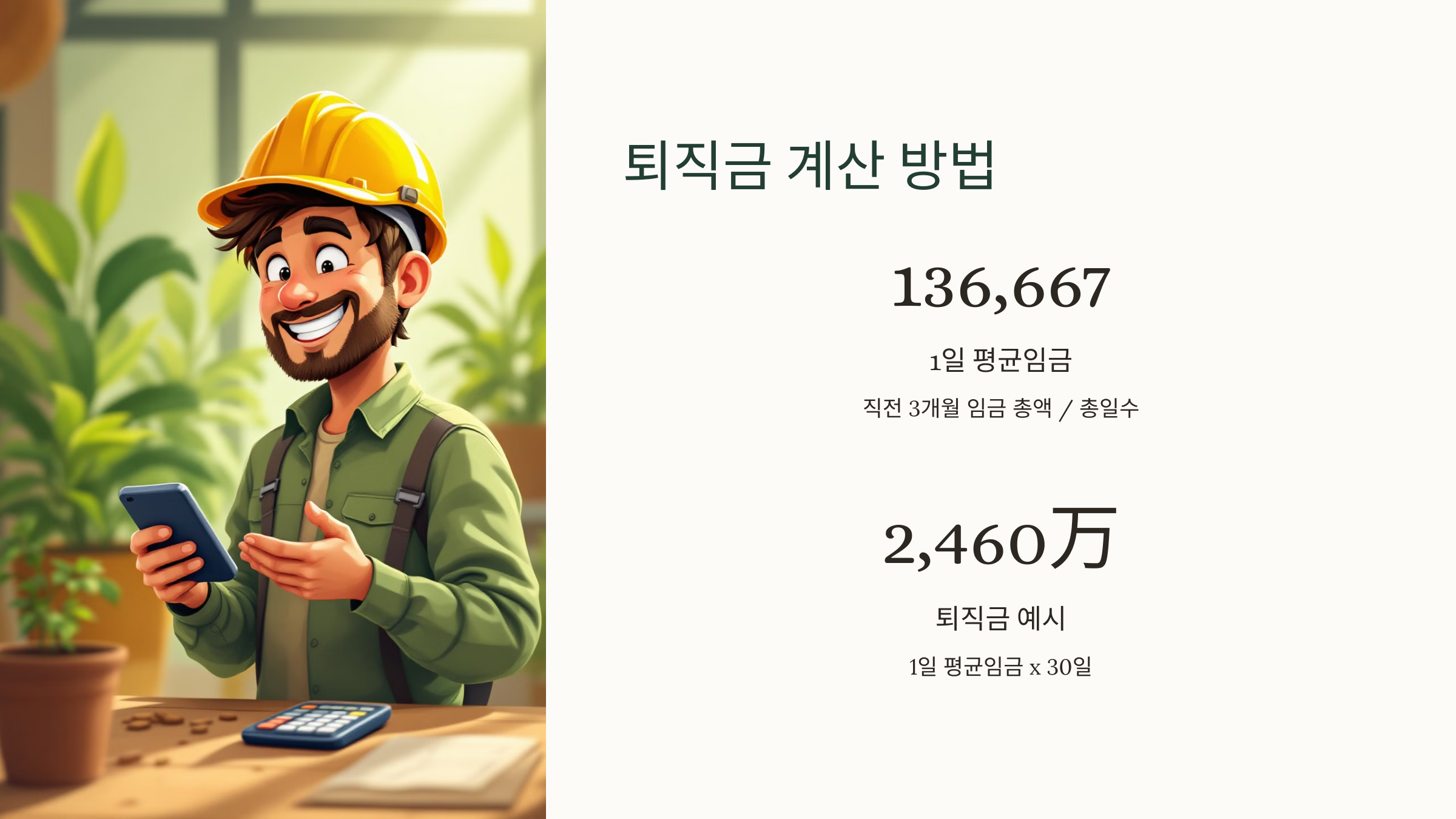 퇴직금 지급규정 계산방법 1년 이하