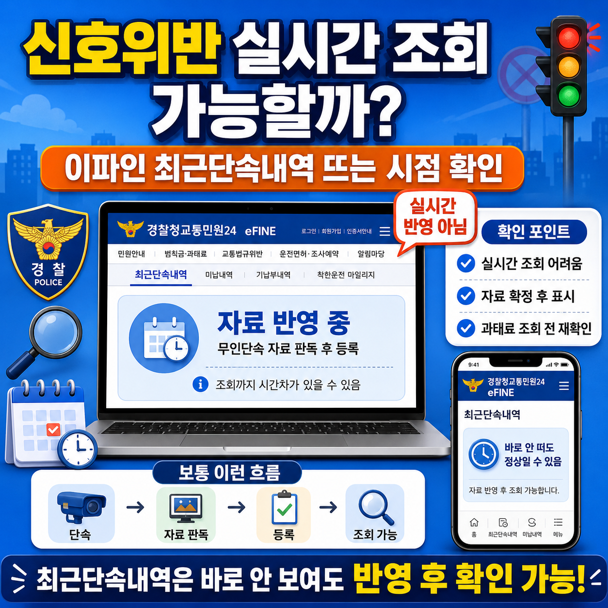 신호위반 실시간 조회 가능할까? 이파인 최근단속내역 뜨는 시점 확인
