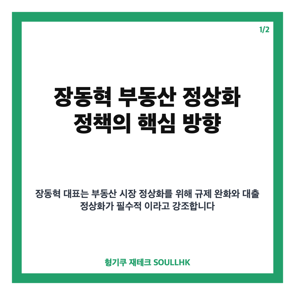 장동혁 부동산 정상화 전략과 현 정부 정책에 대한 국민의힘 입장 정리 카드뉴스 1