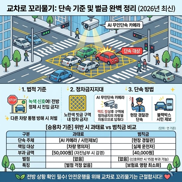 교차로 꼬리물기: 단속 기준 및 벌금 완벽 정리