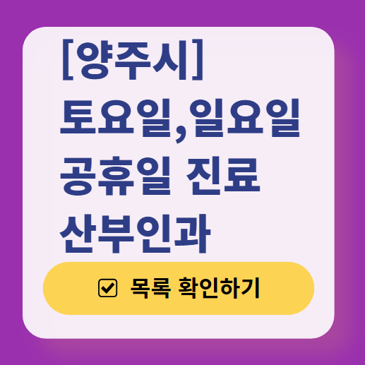 양주시 주말 일요일 진료 산부인과 목록 ❘ 토요일 공휴일 야간 문 여는 병원 리스트